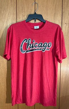 Where I'm From Chicago T-Shirt Men's Medium Red Graphic Tee Made in USA NWT